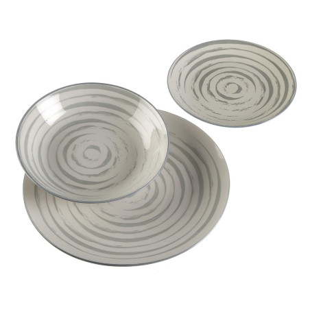 VAJILLA 18 PIEZAS ESPIRAL GRIS