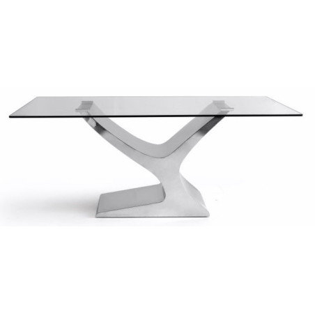 Mesa Comedor Cristal Templado Estructura Cromada Modelo Esparte 180X100