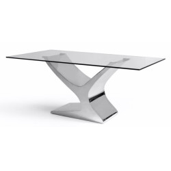 Mesa Comedor Cristal Templado Estructura Cromada Modelo Esparte 180X100