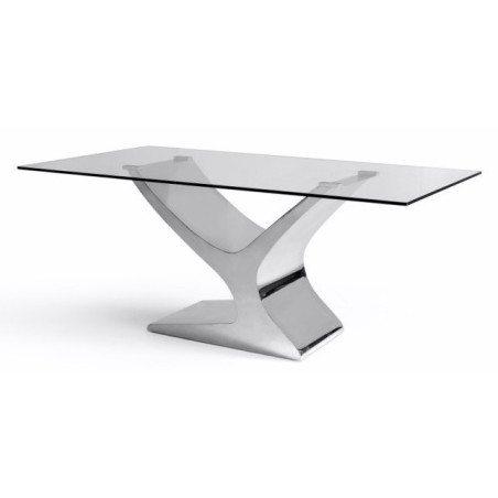 Mesa Comedor Cristal Templado Estructura Cromada Modelo Esparte 180X100