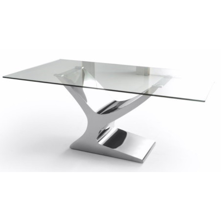 Mesa Comedor Cristal Templado Estructura Cromada Modelo Esparte 180X100