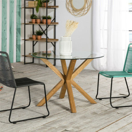 MESA COMEDOR REDONDA MODELO 152 CRISTAL 107X75