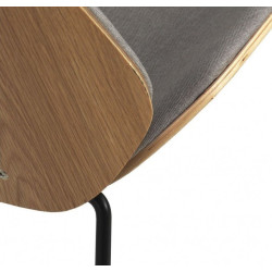 SILLA MADERA TAPIZADA CON PATAS METALICAS NEGRAS MODELO ZOE