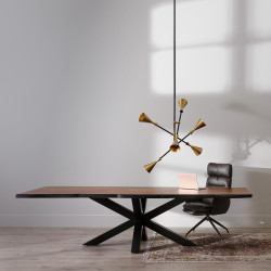 MESA COMEDOR MARRÓN-NEGRO 300 X 94 X 78 CM