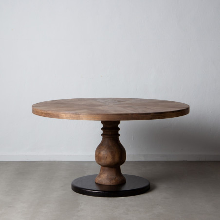 MESA COMEDOR NATURAL-NEGRO MODELO RUSIA 140 X 140 X 75 CM