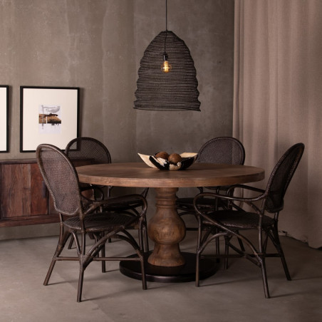 MESA COMEDOR NATURAL-NEGRO MODELO RUSIA 140 X 140 X 75 CM