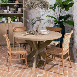 MESA COMEDOR NATURAL MADERA DE OLMO MODELO MENORCA 120 X 120 X 76 CM