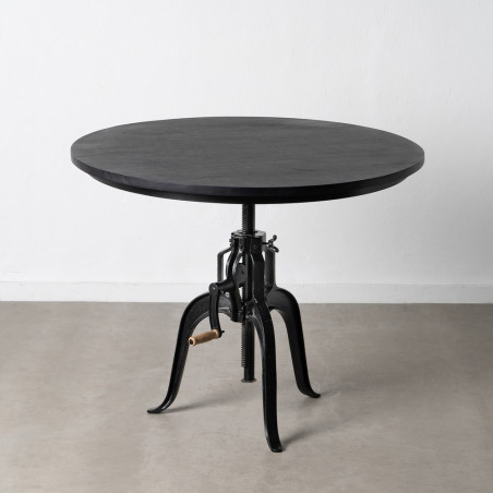 MESA COMEDOR NEGRO MADERA-HIERRO MODELO DERIM 110 X 110 X 78 CM
