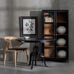 MESA COMEDOR NEGRO MADERA-HIERRO MODELO DERIM 110 X 110 X 78 CM