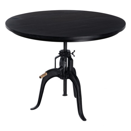 MESA COMEDOR NEGRO MADERA-HIERRO MODELO DERIM 110 X 110 X 78 CM