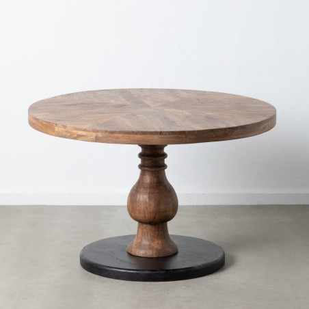 MESA COMEDOR NATURAL-NEGRO 120 X 120 X 76 CM