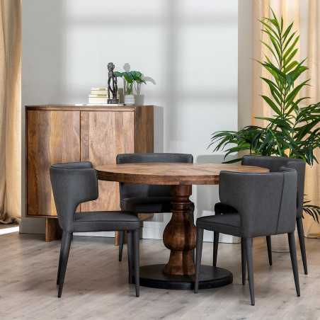 MESA COMEDOR NATURAL-NEGRO 120 X 120 X 76 CM