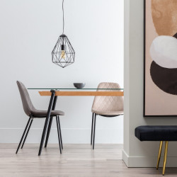 MESA COMEDOR SOFÍA METAL-CRISTAL 140X80