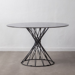 MESA COMEDOR ESPIGO CRISTAL - NEGRO 120Ø