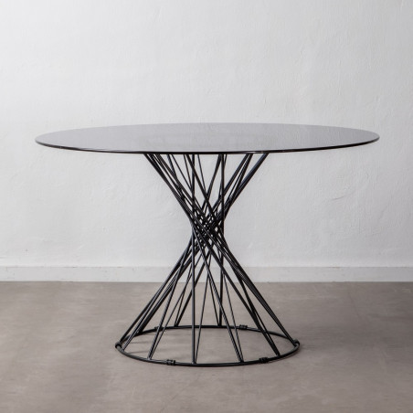 MESA COMEDOR ESPIGO CRISTAL - NEGRO 120Ø