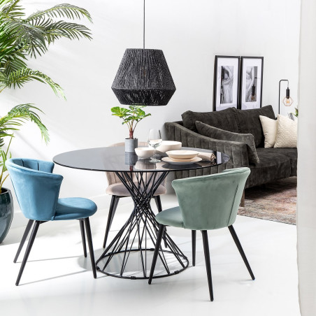 MESA COMEDOR ESPIGO CRISTAL - NEGRO 120Ø