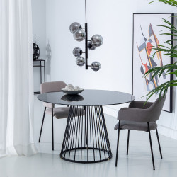 MESA COMEDOR MERI MARMOLADO NEGRO 120Ø
