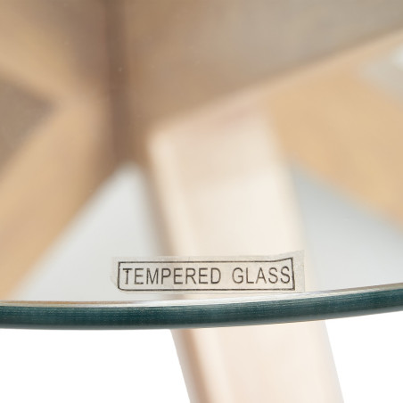 MESA COMEDOR JUNO NATURAL CRISTAL 90Ø