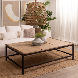 MESA CENTRO NATURAL MADERA DE OLMO MODELO YANI 167 X 100 X 50 CM