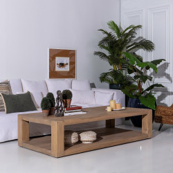 MESA CENTRO NATURAL MADERA DE OLMO MODELO LEO 184 X 94 X 44 CM
