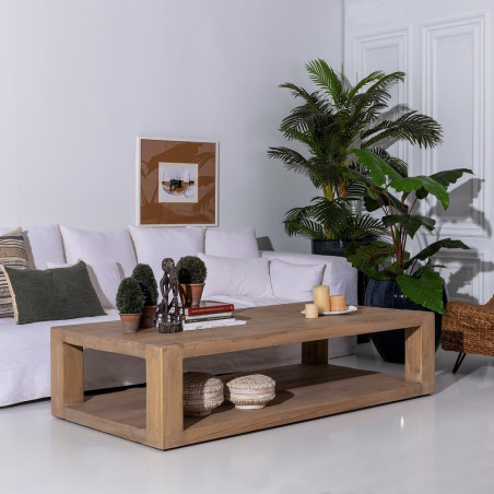 MESA CENTRO NATURAL MADERA DE OLMO MODELO LEO 184 X 94 X 44 CM