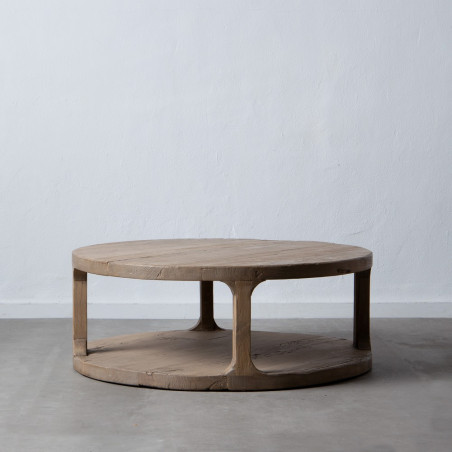 MESA CENTRO NATURAL MADERA DE OLMO MODELO LEO 105 X 105 X 40 CM
