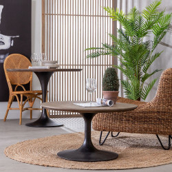 MESA CENTRO NEGRO MADERA-HIERRO MODELO LOLA 80 X 80 X 43,50 CM