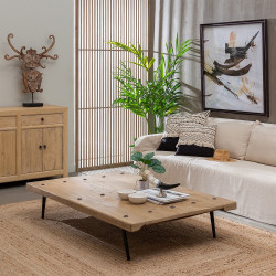 MESA CENTRO NATURAL MADERA DE OLMO MODELO KAI 170 X 100 X 30 CM