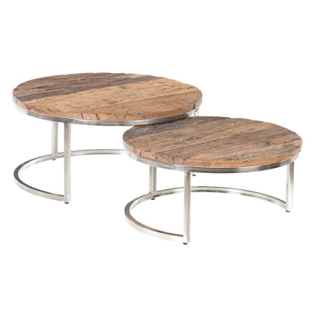 S/2 MESA CENTRO MARRÓN-PLATA MODELO NIOM 70 X 70 X 33 CM