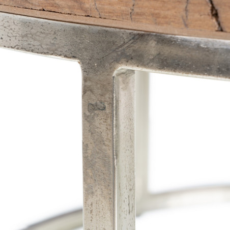 S/2 MESA CENTRO MARRÓN-PLATA MODELO NIOM 70 X 70 X 33 CM