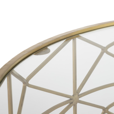 MESA CENTRO ORO METAL-CRISTAL SALÓN 98 X 98 X 44 CM