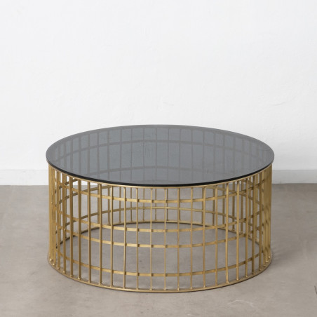 MESA CENTRO BIRD ORO METAL-CRISTAL 91x91x43 CM