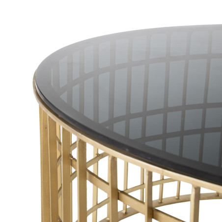 MESA CENTRO BIRD ORO METAL-CRISTAL 91x91x43 CM