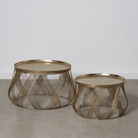 SET DORADO 2 MESAS CENTRO ORO 56x56x37 CM