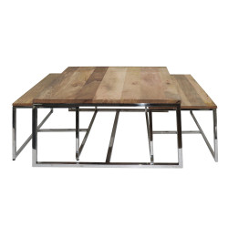 CONJUNTO MESAS CENTRO SAVAJE NATURAL-PLATA