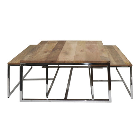 CONJUNTO MESAS CENTRO SAVAJE NATURAL-PLATA