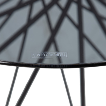 MESA CENTRO ESPIGO CRISTAL - NEGRO 70Ø
