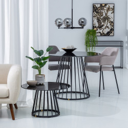 MESA CENTRO MERI MARMOLADO NEGRO 70Ø