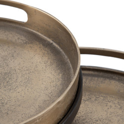 S/2 MESA AUXILIAR ORO-NEGRO MODELO CATA 42 X 42 X 50 CM