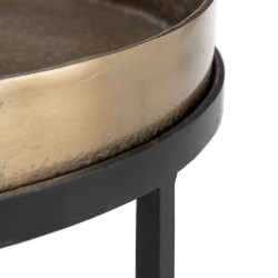S/2 MESA AUXILIAR ORO-NEGRO MODELO CATA 42 X 42 X 50 CM