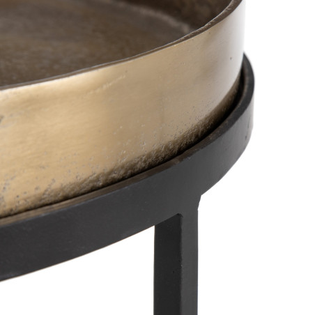 S/2 MESA AUXILIAR ORO-NEGRO MODELO CATA 42 X 42 X 50 CM