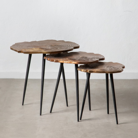 S/3 MESA AUXILIAR NEGRO-COBRE ALUMINIO MODELO AURORA 60 X 60 X 56 CM