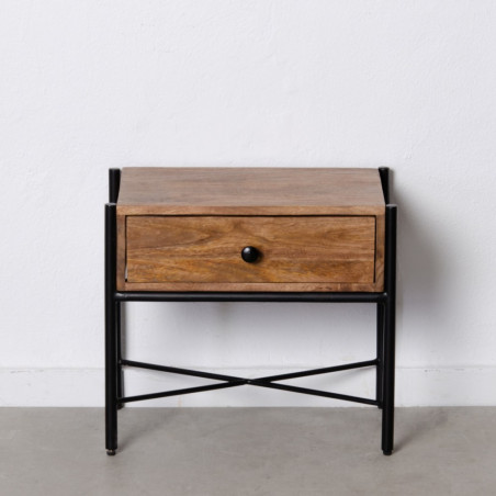 MESITA DE NOCHE PANDA NATURAL-NEGRO MADERA DE MANGO