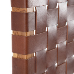 CABECERO MARRÓN MADERA TECA-PIEL 160 X 5 X 120 CM