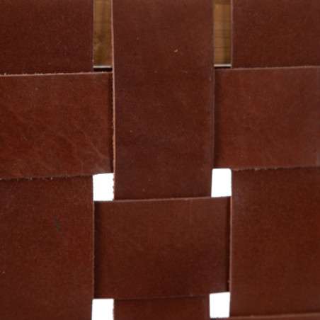 CABECERO MARRÓN MADERA TECA-PIEL 160 X 5 X 120 CM