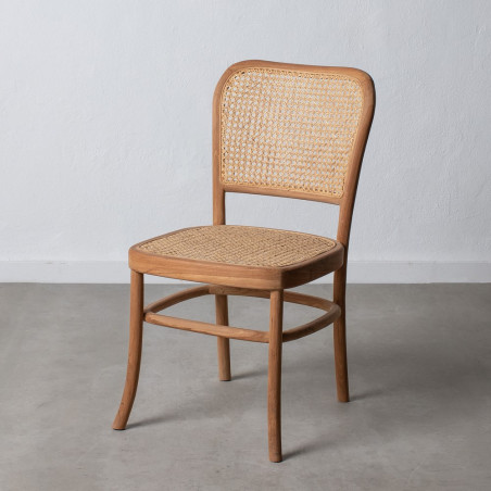 SILLA NATURAL-BEIGE RATÁN/MADERA MODELO PALMA 43 X 58 X 82 CM
