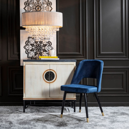 SILLA COMEDOR CHIGO TERCIOPELO AZUL