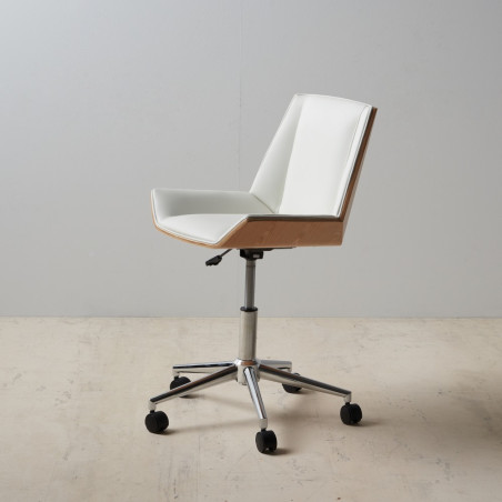 SILLA OFICINA PINI POLIPIEL NATURAL-BLANCO