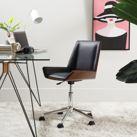 SILLA OFICINA PINI POLIPIEL MARRÓN-NEGRO