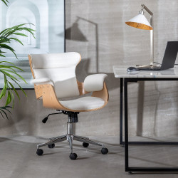 SILLÓN GIRATORIO NATURA POLIPIEL BLANCO